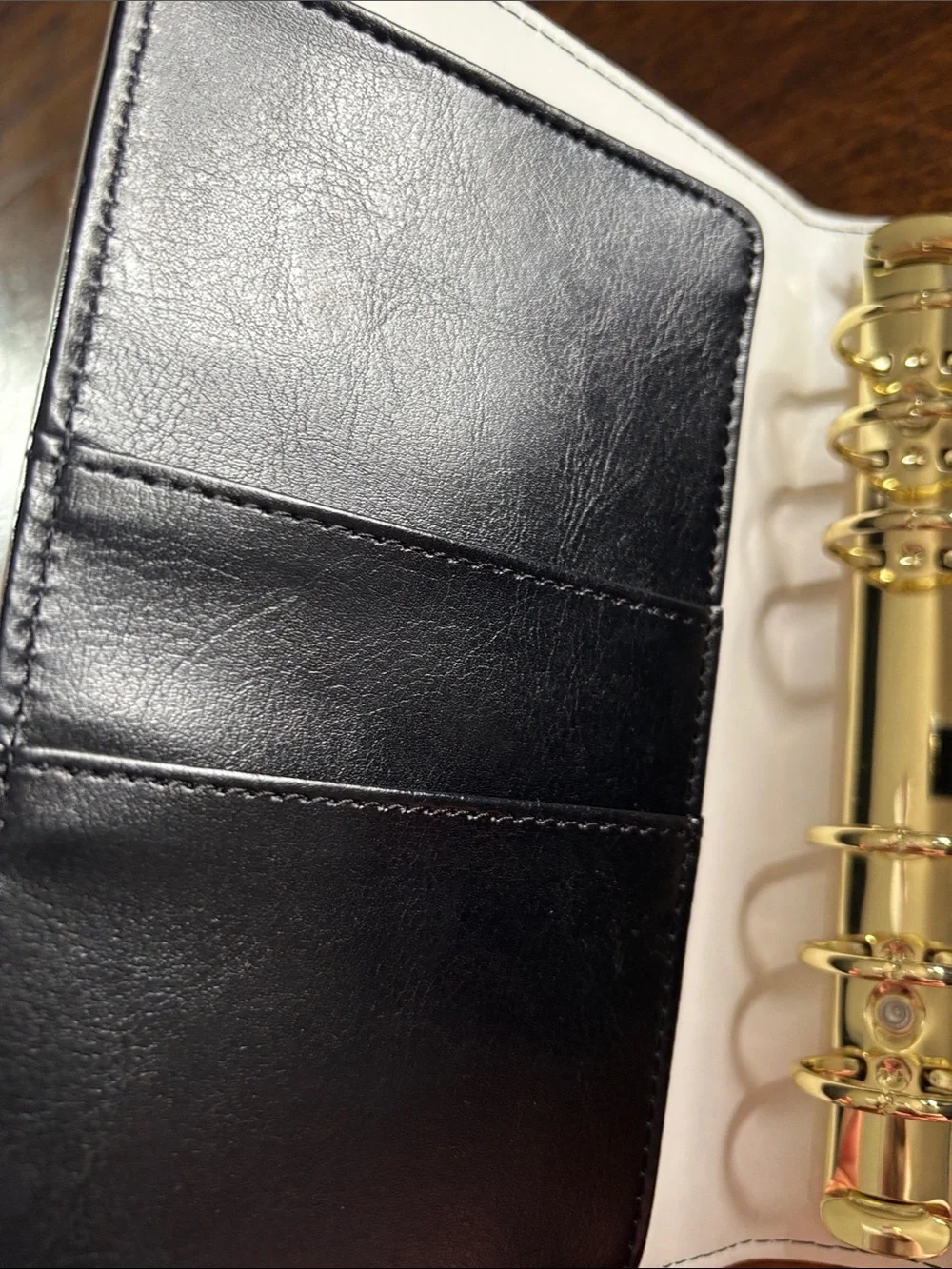 White Bow Accent Organizer Binder with Black Strap Closure